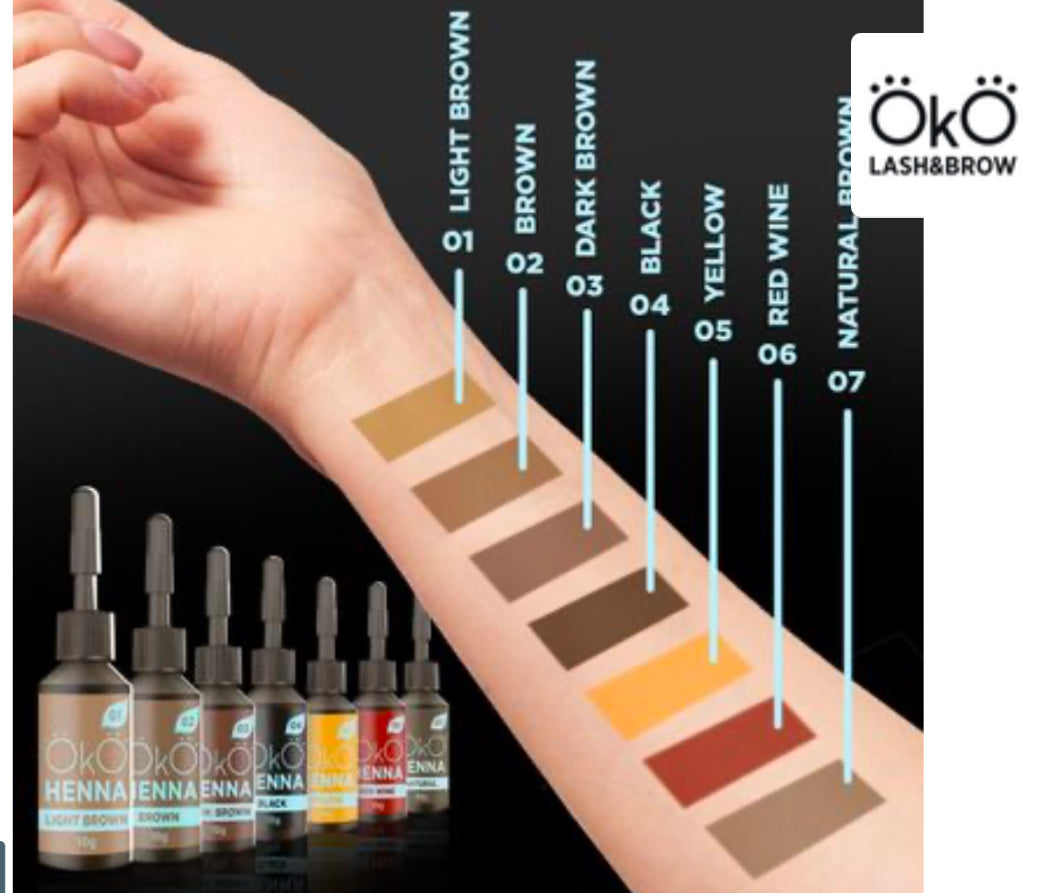 Test couleurs bras henné oko