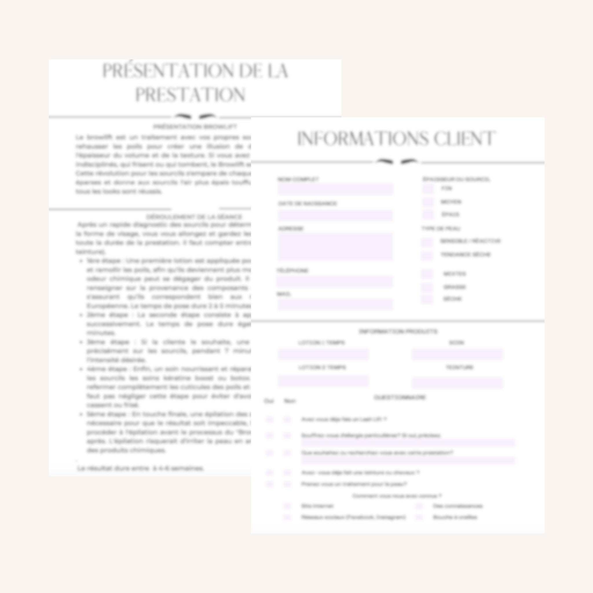 Fiche cliente Browlift Contenu Lexcillence