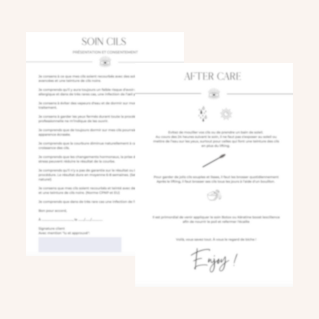 Fiche cliente lash lift contenu lexcillence